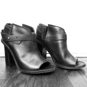“Lillian” SixtySeven Leather Open Toe Booties